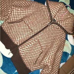 Zara Brown Checkered Cardigan